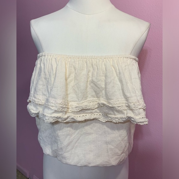 Billabong Cream Strapless Blouse S - Picture 1 of 3